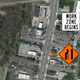 Overall distance between intersections at the top & bottom of this map is 1/2 mile. Orange dots mark northbound-relevant barrel locations, and black dashes cover the erased lane markings. Barrels do not continue all the way to the intersection, replaced instead by a temporarily shifted double-yellow.